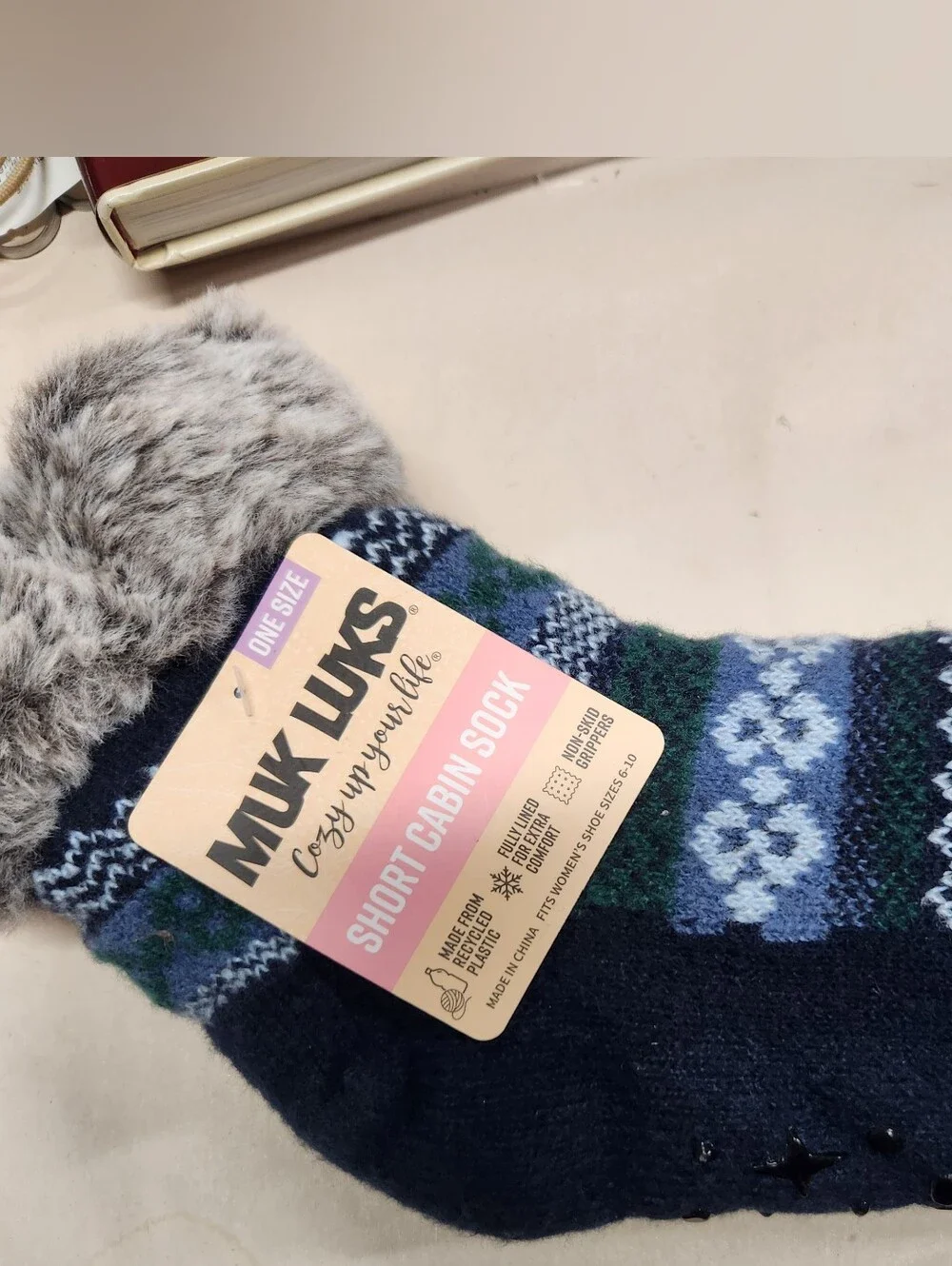 Muk Luks Womens One Size Short Cabin Socks in Navy, Blue & Green New